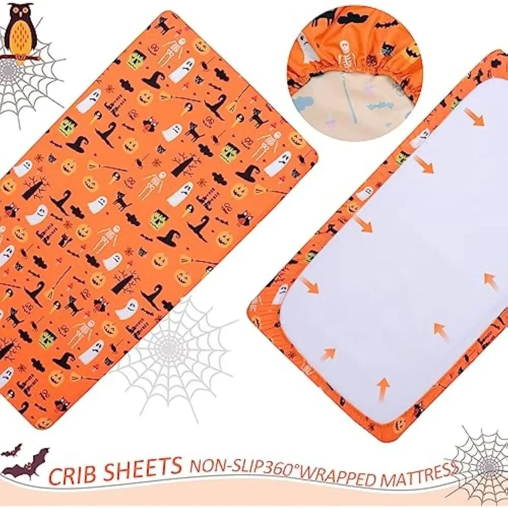 Halloween Fitted Crib Sheet for Standard Crib, Toddler Mattresses, 52x28 inches